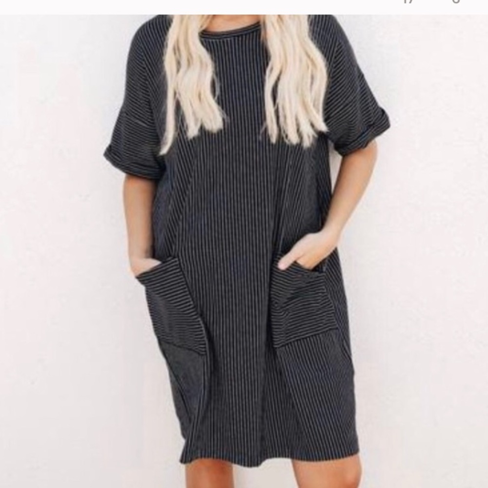 Paisley dress- black and ivory stripe